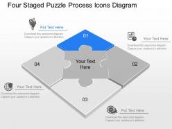 Au four staged puzzle process icons diagram powerpoint template
