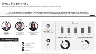 Audi Company Profile Executive Summary Ppt Information CP SS