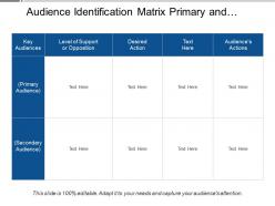 Audience identification matrix primary and secondary audience