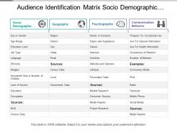 Audience identification matrix socio demographic geographic psychographic