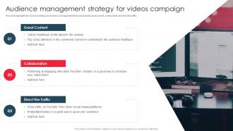 Audience Management Strategy For Videos Campaign Create Youtube Channel And Build Online Presence