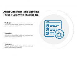 Audit checklist icon showing three ticks with thumbs up