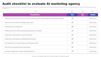Audit Checklist To Evaluate AI Marketing Agency AI Marketing Strategies AI SS V