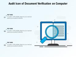 Audit icon of document verification on computer