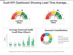 Audit kpi dashboard showing lead time average entry variance and amount contribution