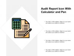 Audit report icon with calculator and pen
