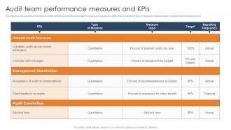 Audit Team Performance Measures And KPIS