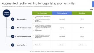 Augmented Reality Training For Organising Sport Activities