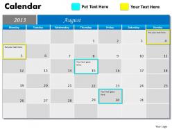 August 2013 calendar powerpoint slides ppt templates