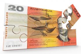 Australian 20 Dollar Note In Puzzle Form Stock Photo