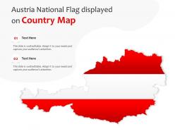 Austria national flag displayed on country map