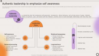 Authentic Leadership To Emphasize Self Awareness Strategic Leadership To Align Goals Strategy SS V
