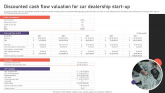 Auto Industry Business Plan Discounted Cash Flow Valuation For Car Dealership Start Up BP SS