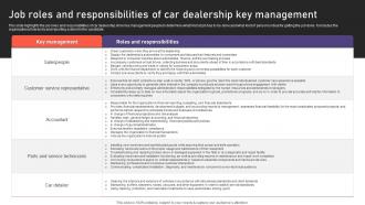 Auto Industry Business Plan Job Roles And Responsibilities Of Car Dealership Key Management BP SS Multipurpose Idea