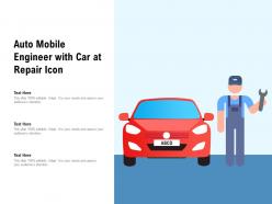 Auto mobile engineer with car at repair icon