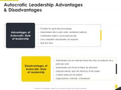 Autocratic leadership advantages and disadvantages corporate leadership