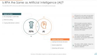 Automatic Technology Is RPA The Same As Artificial Intelligence AI Ppt Slides Introduction