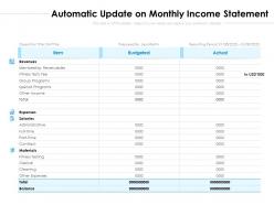 Automatic update on monthly income statement