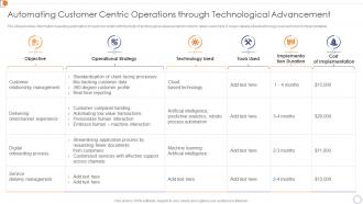 Automating Customer Centric Optimize Business Core Operations