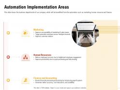 Automation implementation areas customer relation ppt presentation visuals