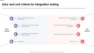 Automation Testing For Quality Assurance Entry And Exit Criteria For Integration Testing