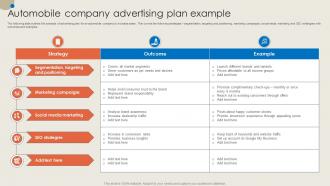 Automobile Company Advertising Plan Example