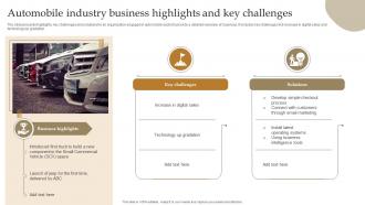 Automobile Industry Business Highlights And Key Challenges