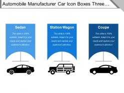 Automobile manufacturer car icon boxes three steps