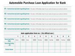 Automobile purchase loan application for bank