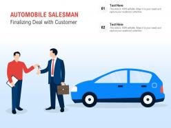 Automobile salesman finalizing deal with customer
