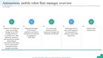 Autonomous Mobile Robot Fleet Manager Overview Autonomous Mobile Robots It