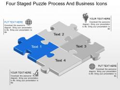 Av four staged puzzle process and business icons powerpoint template