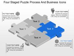 Av four staged puzzle process and business icons powerpoint template