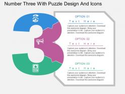 aw Number Three With Puzzle Design And Icons Flat Powerpoint Design