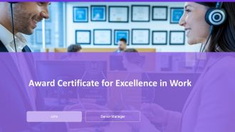 Award Certificate For Excellence In Work PPT Information AT
