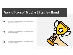 Award icon of trophy lifted by hand