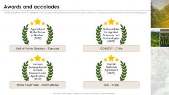 Awards And Accolades Agriculture Company Profile Ppt Powerpoint Presentation Diagram