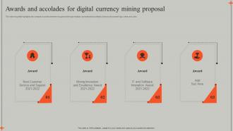 Awards And Accolades For Digital Currency Mining Proposal Ppt Powerpoint Presentation Portfolio