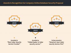 Awards and recognition for company online database security proposal ppt file formats