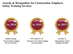 Awards And Recognition For Construction Employee Safety Training Services Ppt Infographics