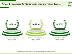 Awards and recognition for construction workers training services service provider ppt presentation templates