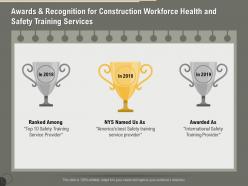 Awards and recognition for construction workforce health and safety training services ppt file brochure