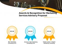Awards and recognition for marketing services advisory proposal ppt demonstration