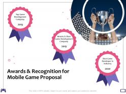 Awards and recognition for mobile game proposal developer industry ppt powerpoint presentation ideas