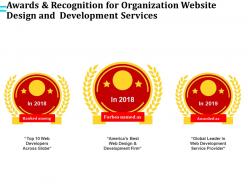 Awards and recognition for organization website design and development services ppt file format ideas