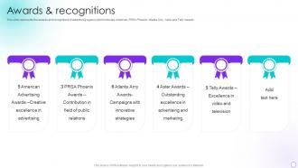 Awards And Recognitions Promotional Services Company Profile Ppt Slides Designs Download