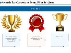 Awards for corporate event film services ppt file topics