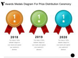 Awards medals diagram for prize distribution ceremony ppt design