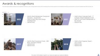 Awards Recognitions Convention Planner Company Profile Ppt File Designs Download