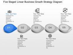 Ax five staged linear business growth strategy diagram powerpoint template slide